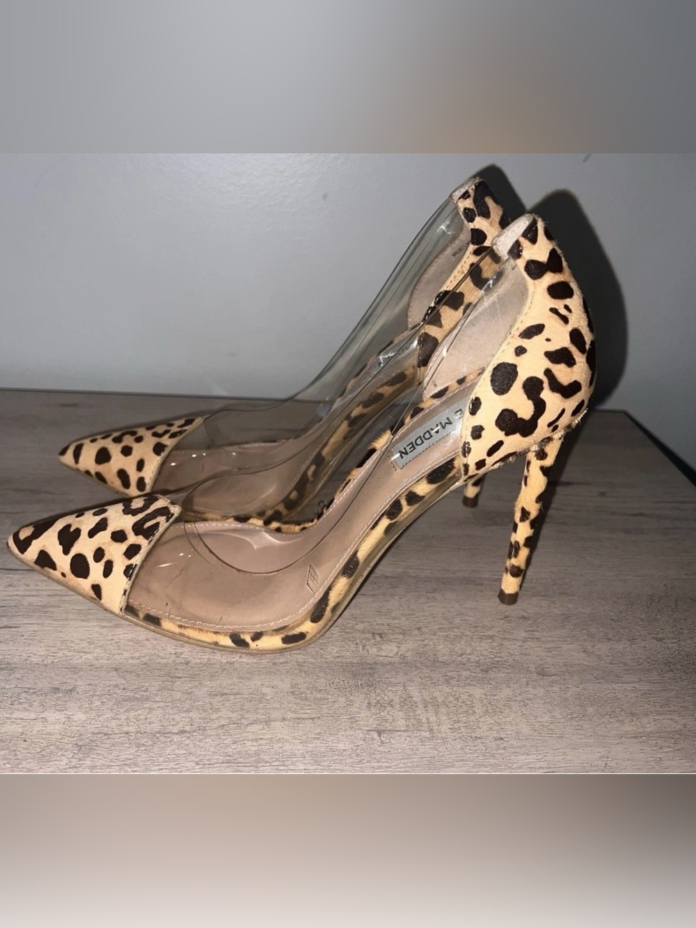 Steve Madden Leopard Print Clear Panel Stiletto Heels